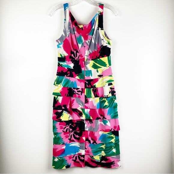 London Times Multi Color Bandage Dress Sleeveless Women’s Size 8 - Picture 9 of 12